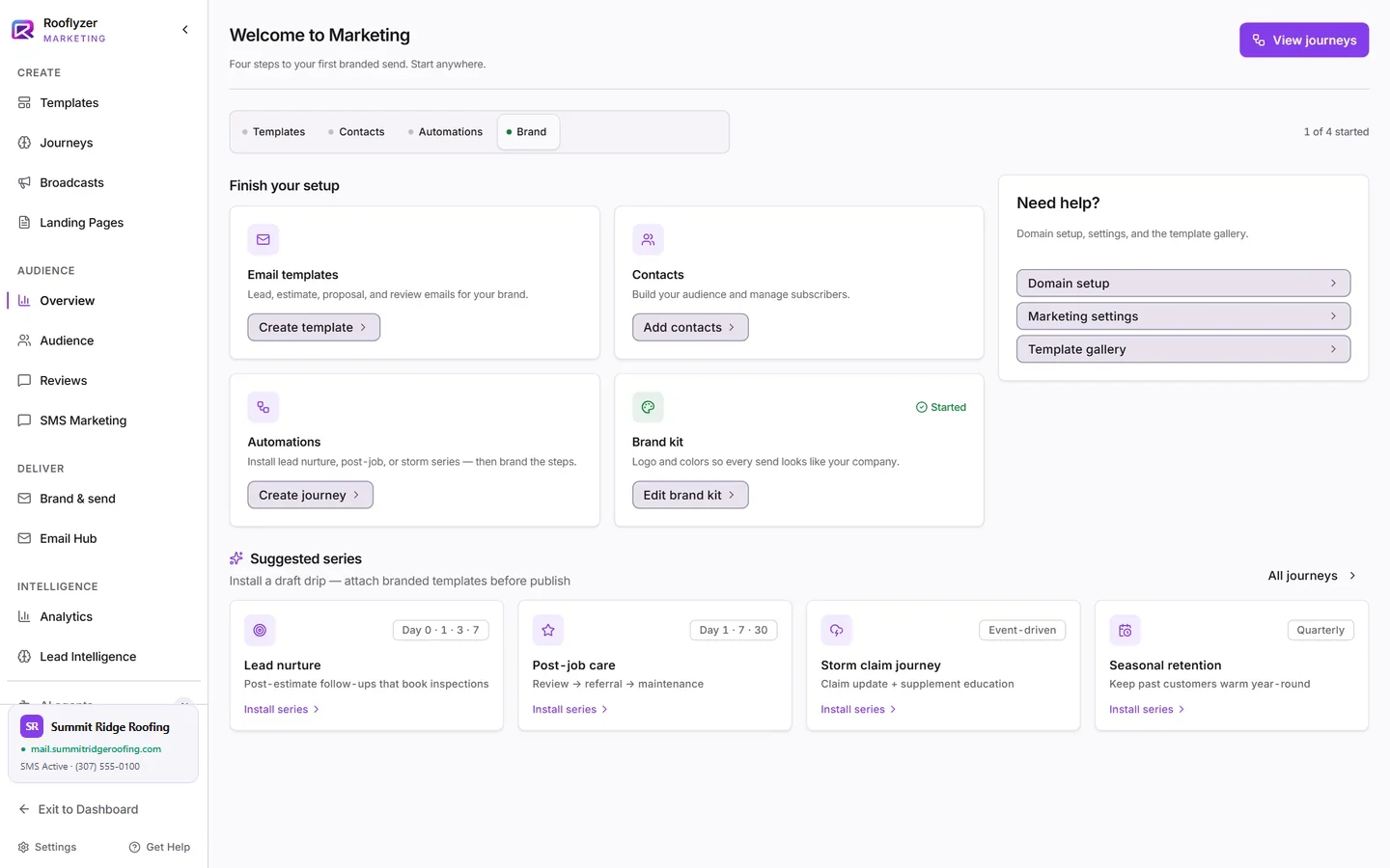 Rooflyzer marketing automation campaign builder
